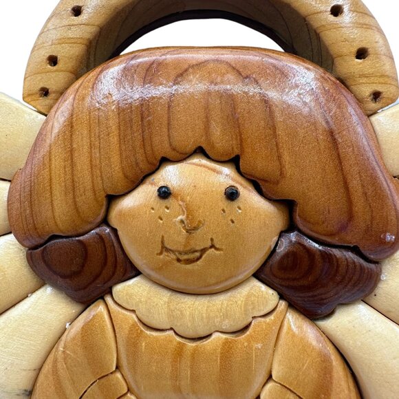 James Knight Handcrafted Wooden Angel Wall Art 2010 Decor Art Brown Tan - Picture 3 of 12